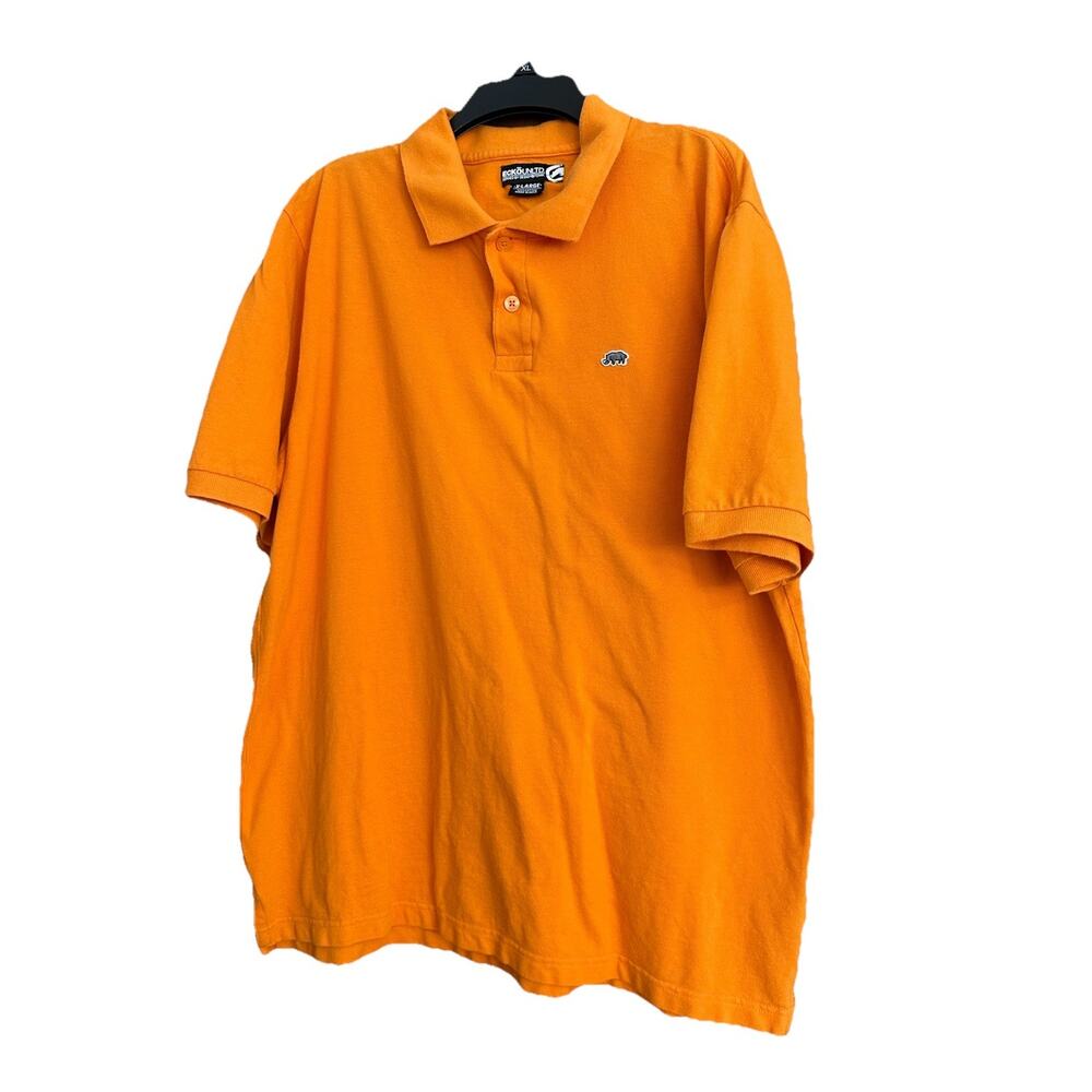 Ecko Unltd Mens XL Orange 2 Button Polo Premium Short Sleeve Rhino Logo Shirt